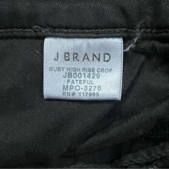 J Brand Ruby High Rise Black Denim Fringe Raw Hem Crop Fateful Women’s Size 27 - Picture 6 of 7